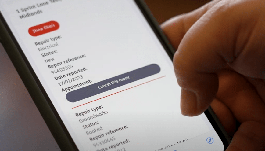 Person cancelling their repairs appointment